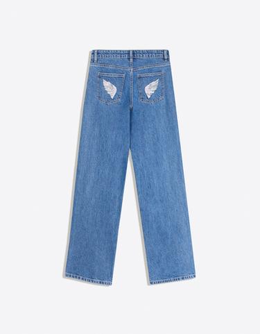 Low-rise straight sequin jeans — Light blue 7