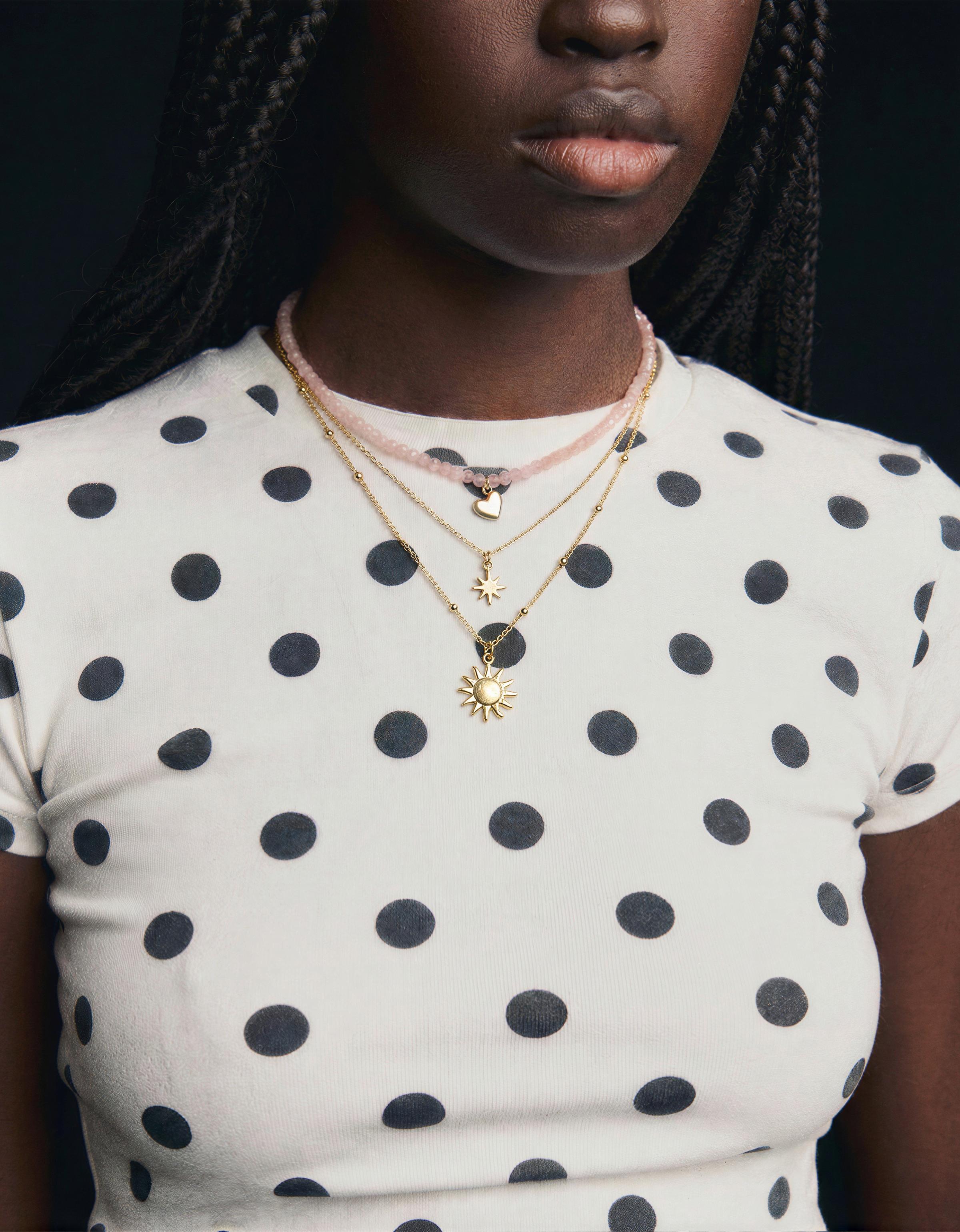 Bershka 3er-Pack Halsketten Mit Strass Damen Gold