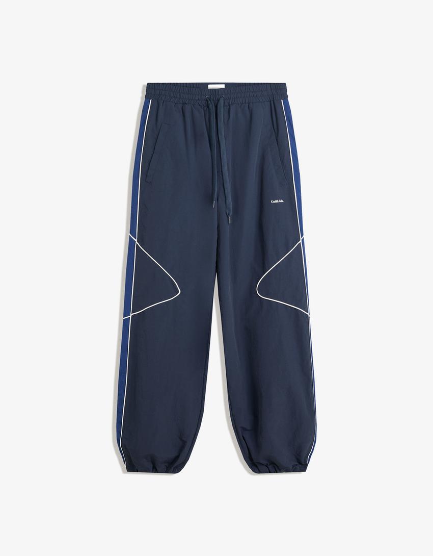 Super baggy technical trousers-Navy-3