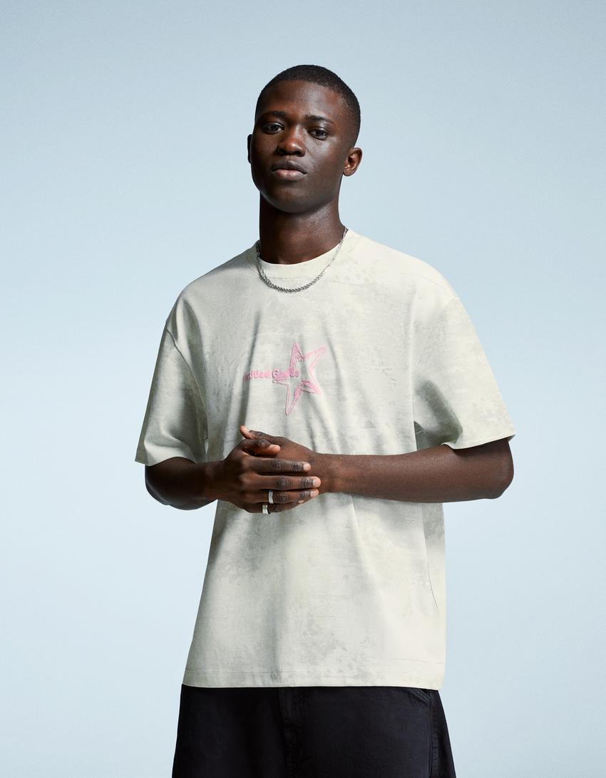 Short sleeve T-shirt with print-Camel