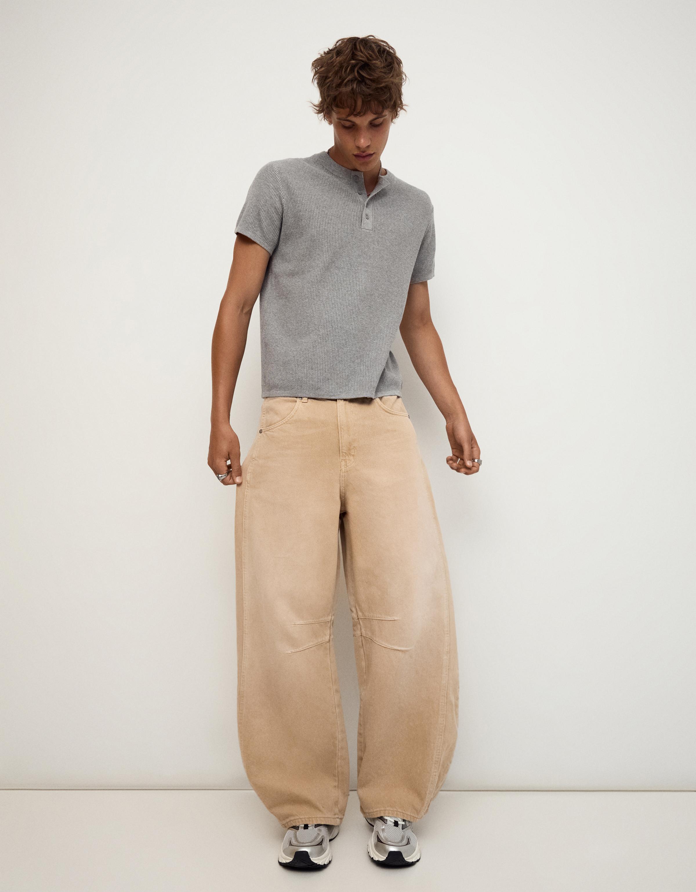 Barrel leg jeans — Camel