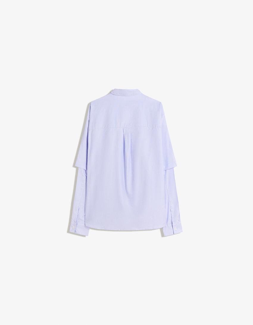 Chemise oversize double manche-Bleu clair