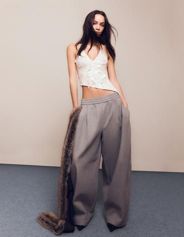 Asymmetric sequin strappy top