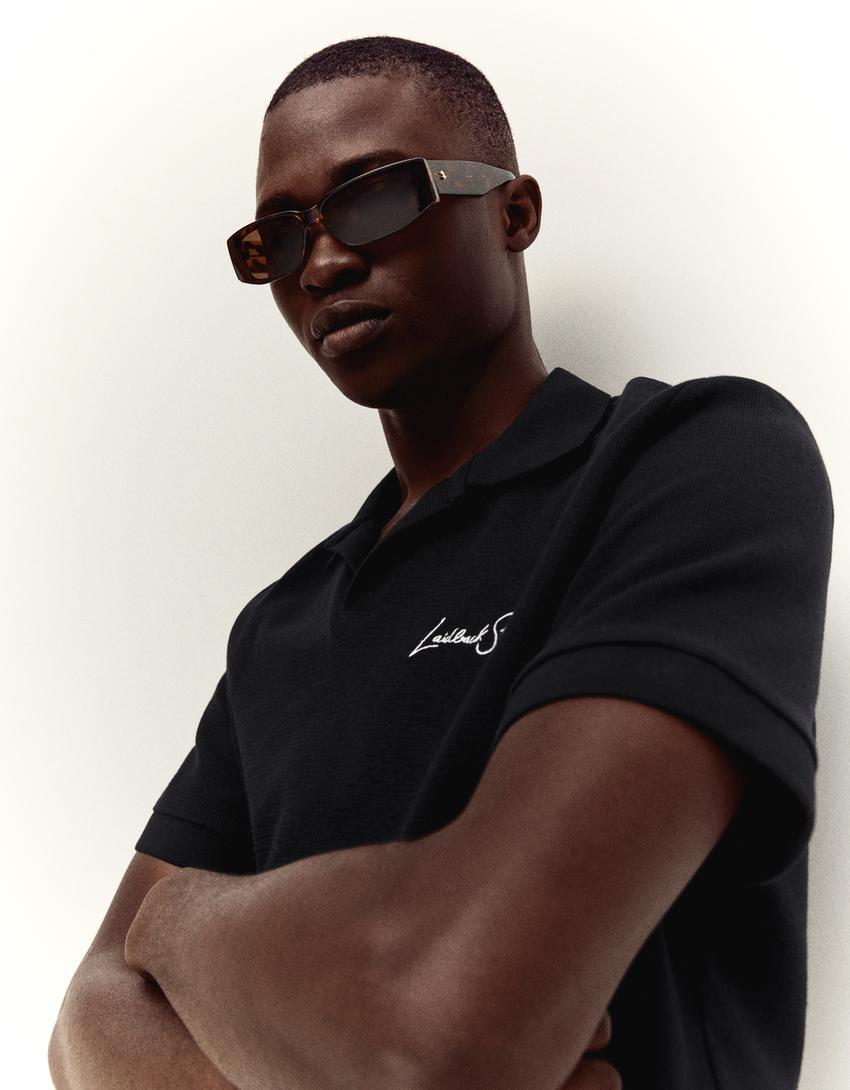 Polo manches courtes brodé-Noir