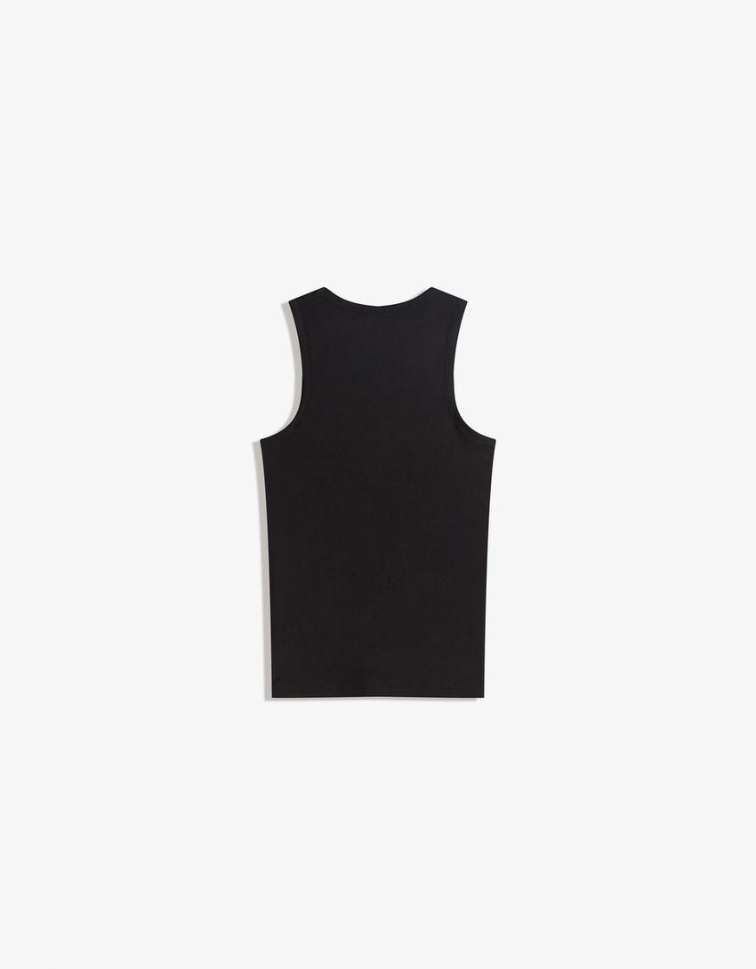 Ribbed vest top-Black