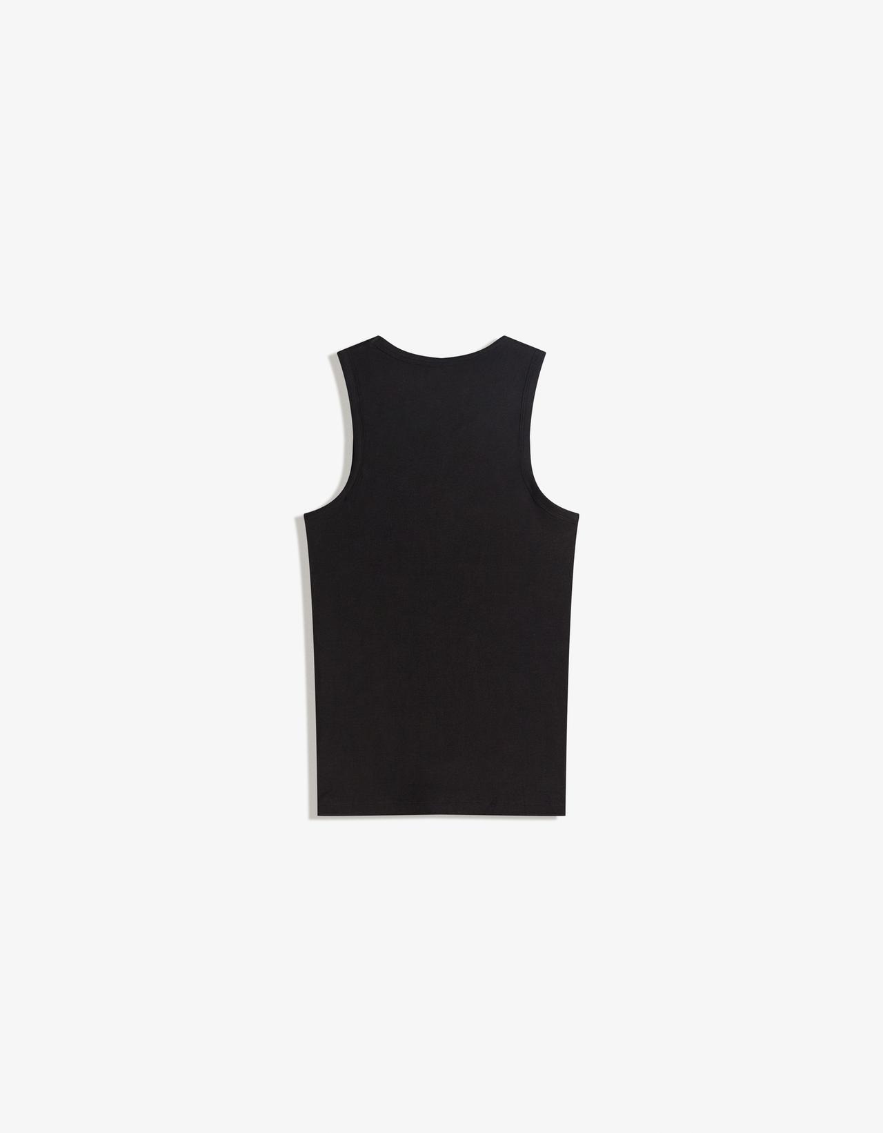 Ribbed sleeveless T-shirt — Black