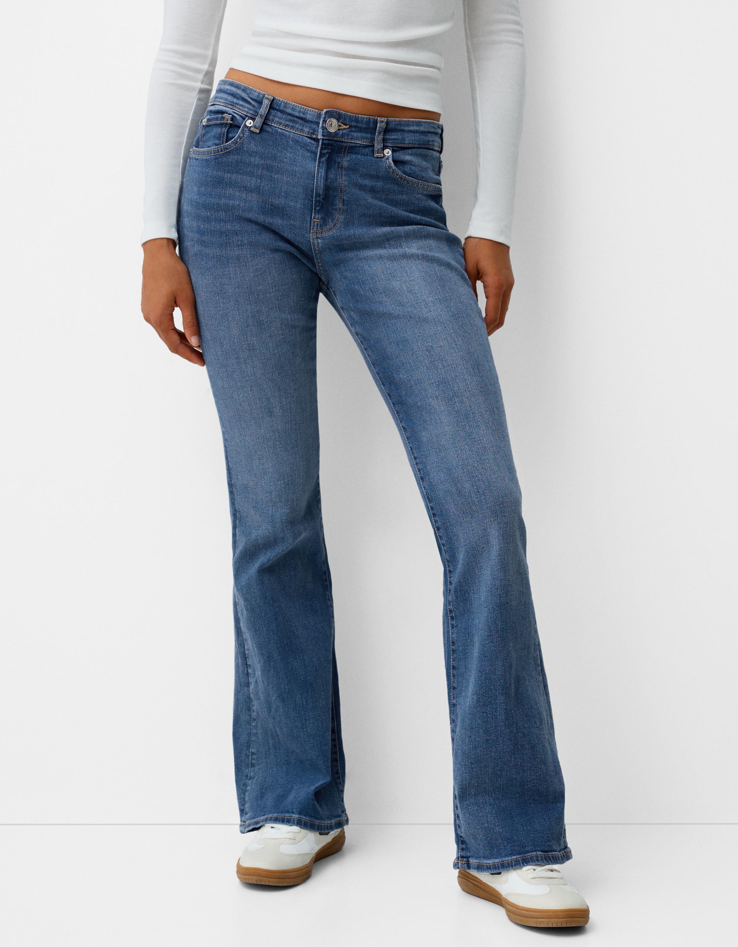 Bershka Jeans-Schlaghose Damen 40 Ausgewaschenes Blau