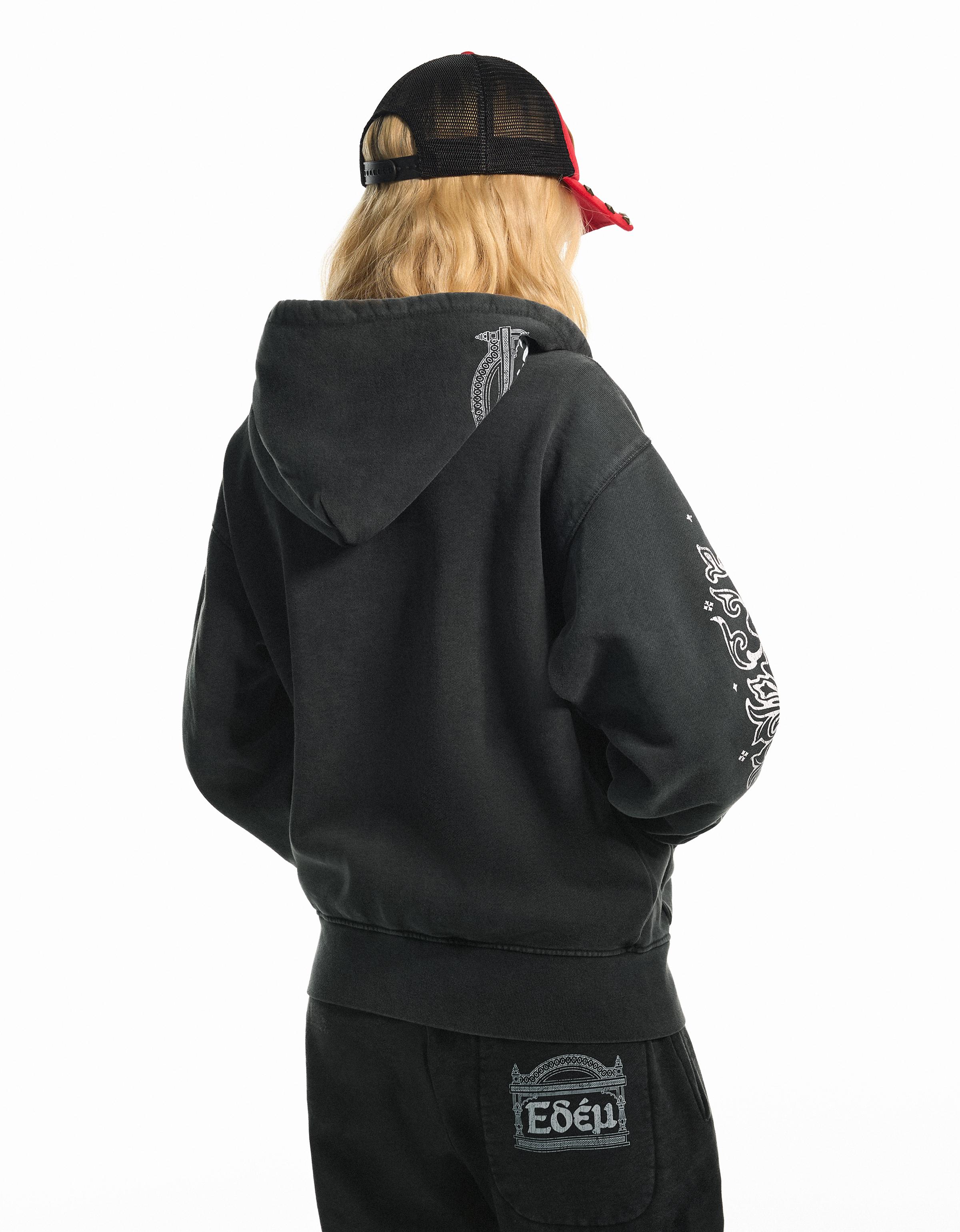 Bershka ARIES X BERSHKA yıkama efektli kapüşonlu sweatshirt görsel 5