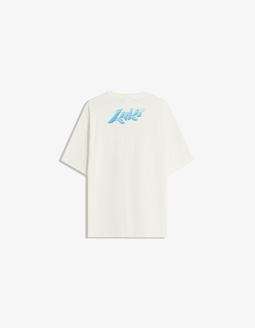Lisa print short sleeve T-shirt-Off white-4