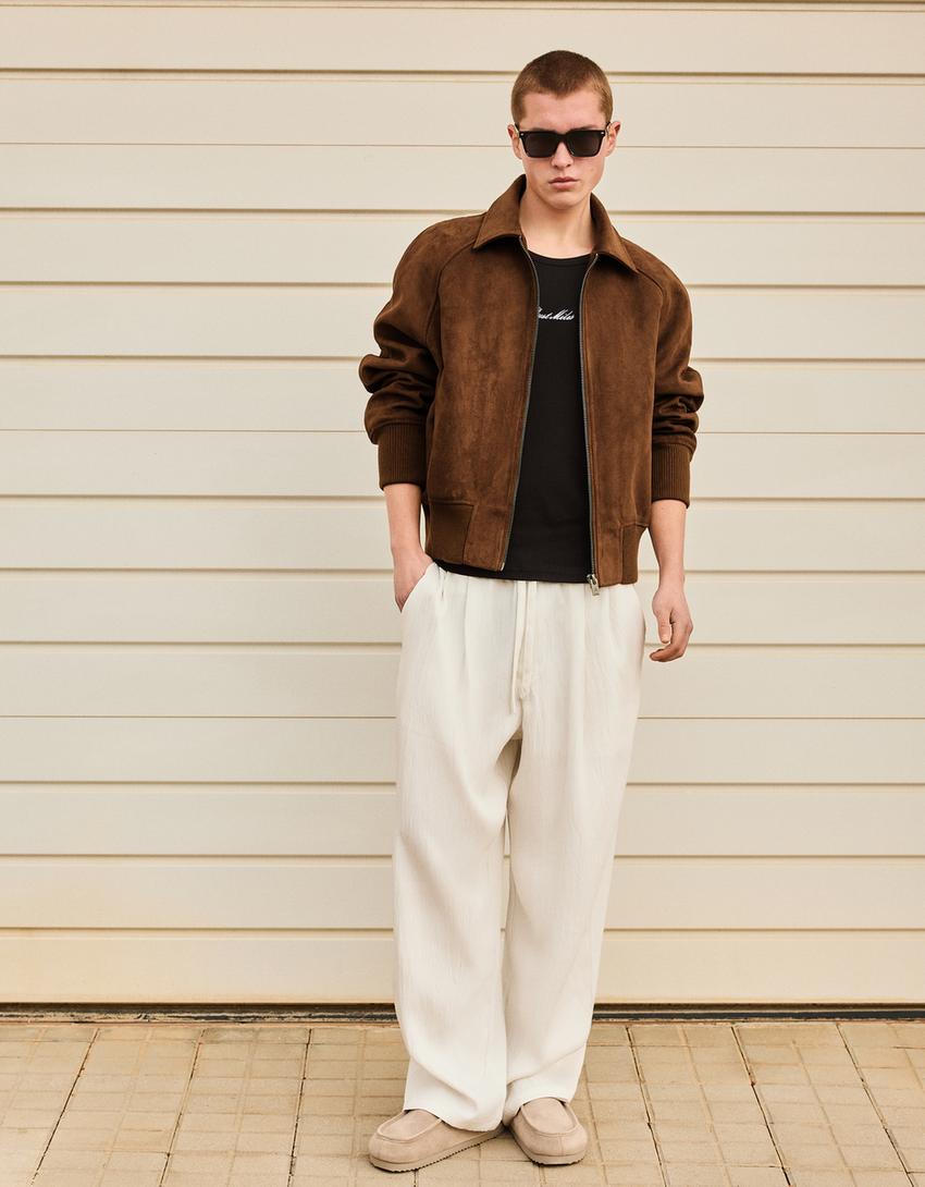 Faux suede jacket-Brown