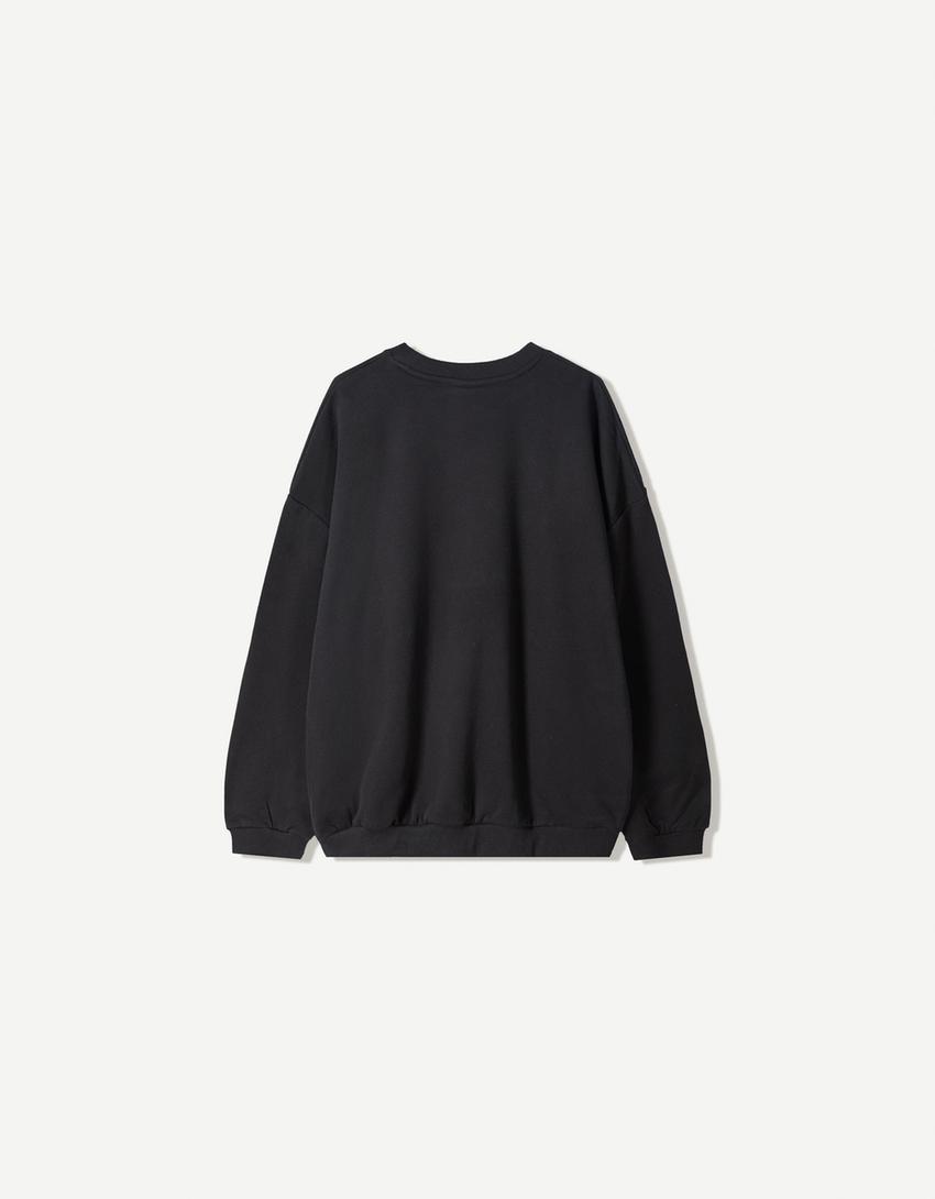 Oversize-Sweatshirt mit Taschen-Schwarz-4