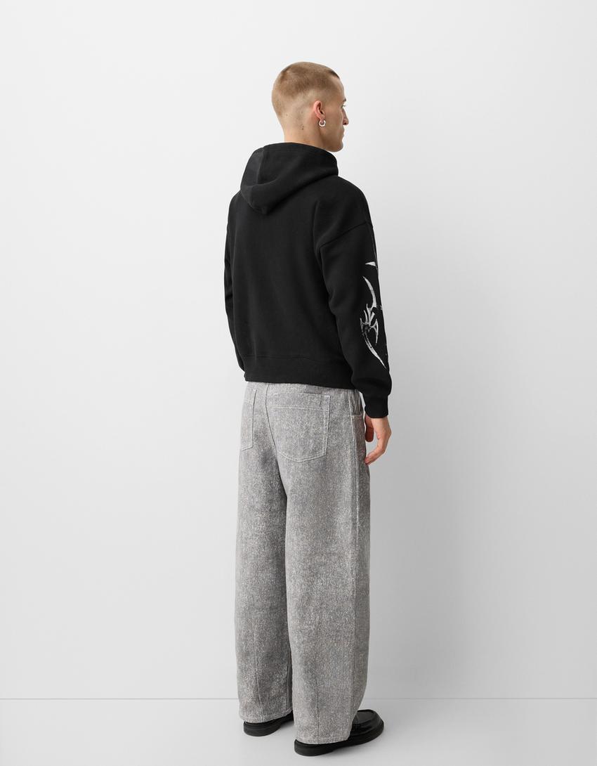 Sweat boxy imprimé fermeture Éclair-Gris-1