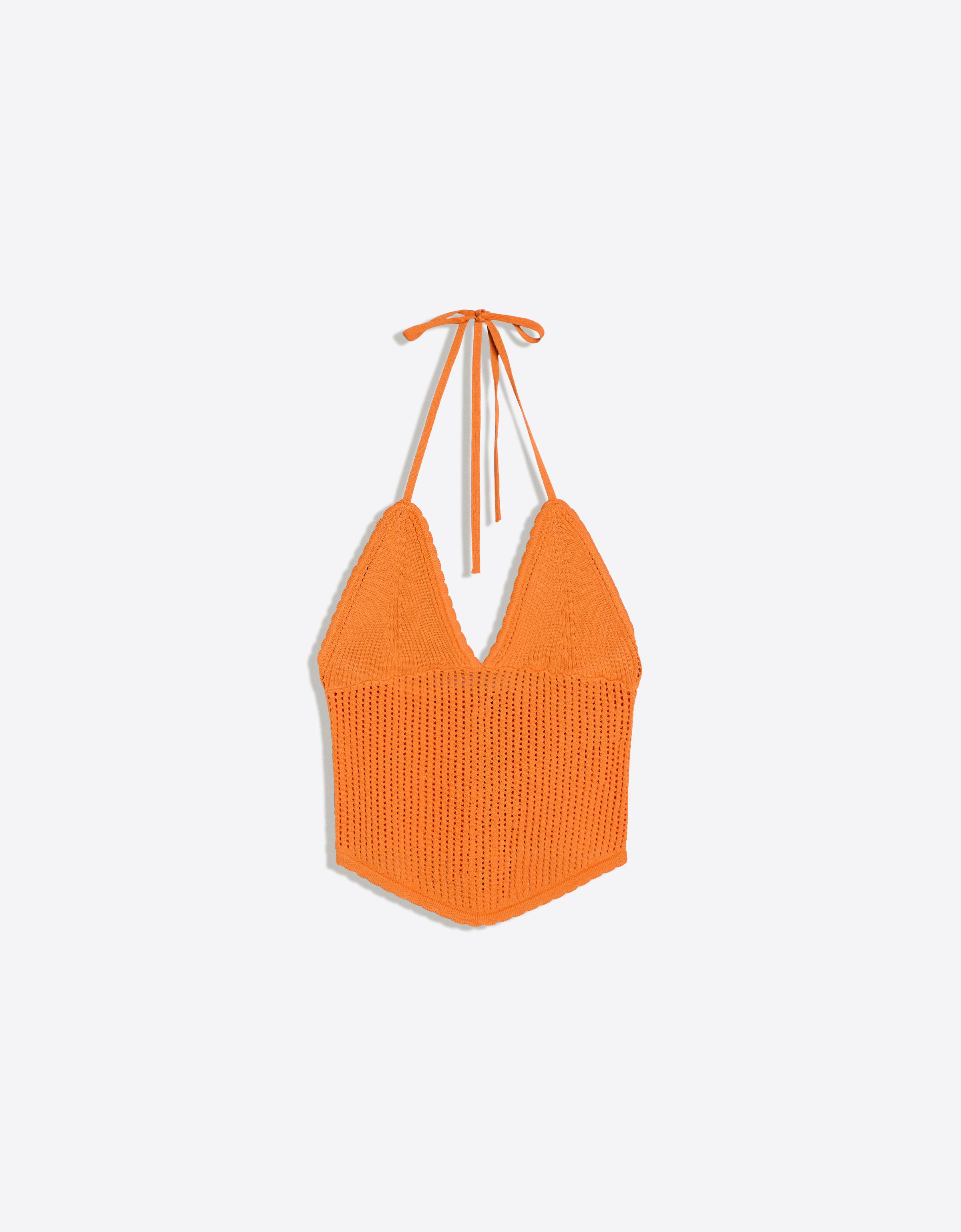 Cutwork halter top — Orange