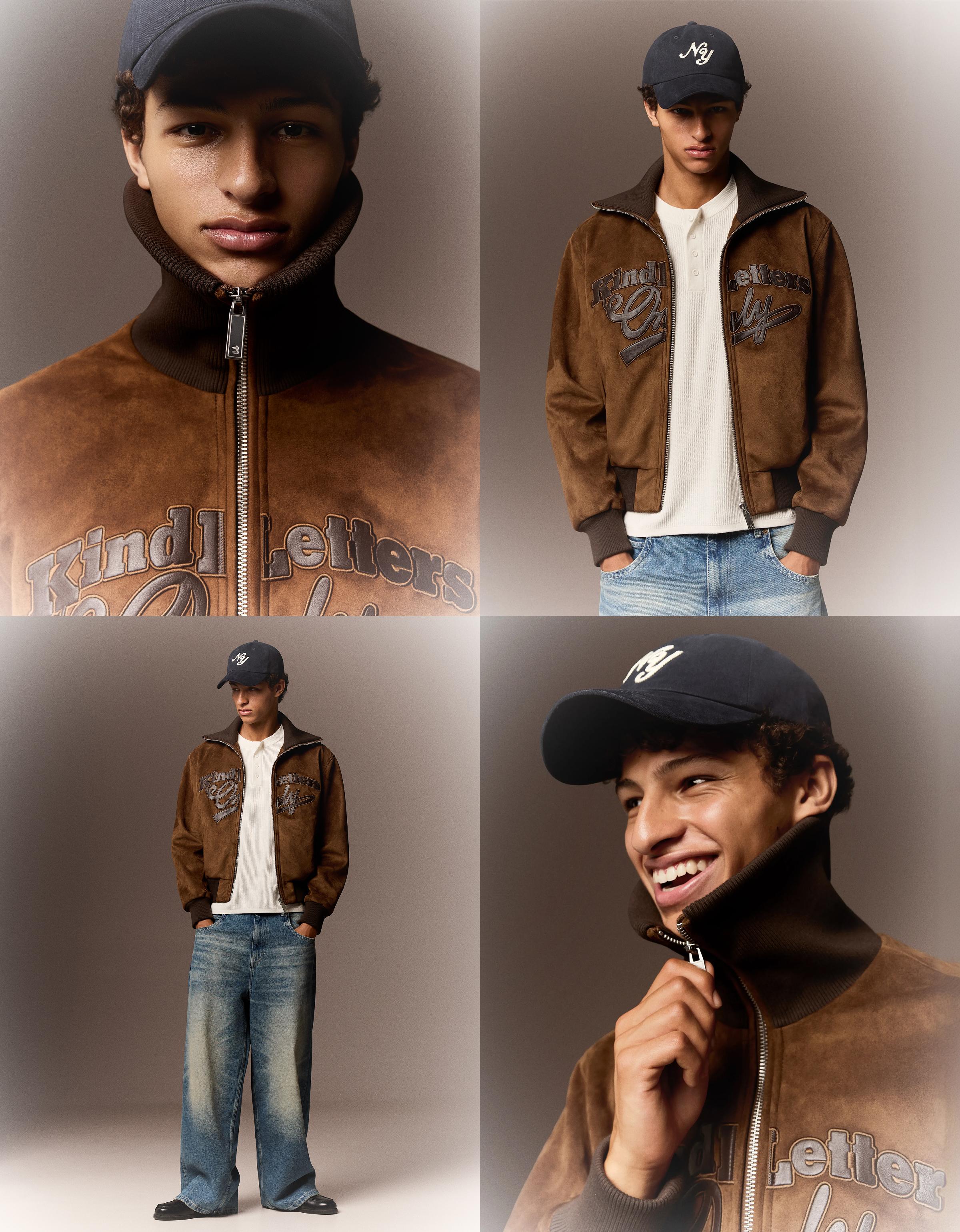 Retro faux suede jacket — Brown
