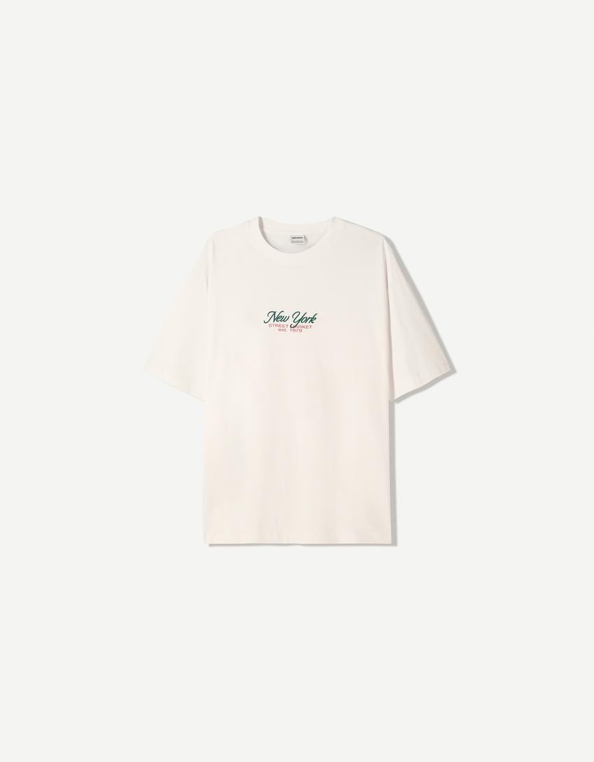 Kortærmet T-shirt med print-Hvid-4