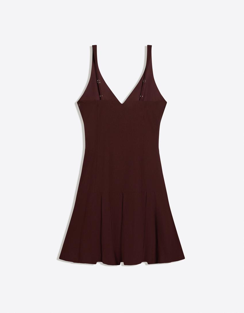 Robe mini froncée-Marron