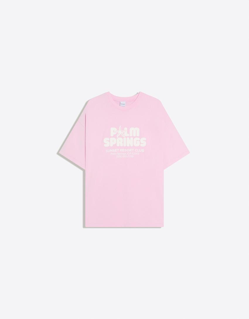 Camiseta manga corta print-Rosa