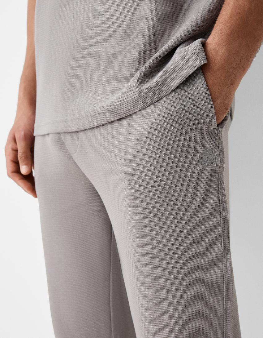 Textured wide-leg trousers-Grey-5