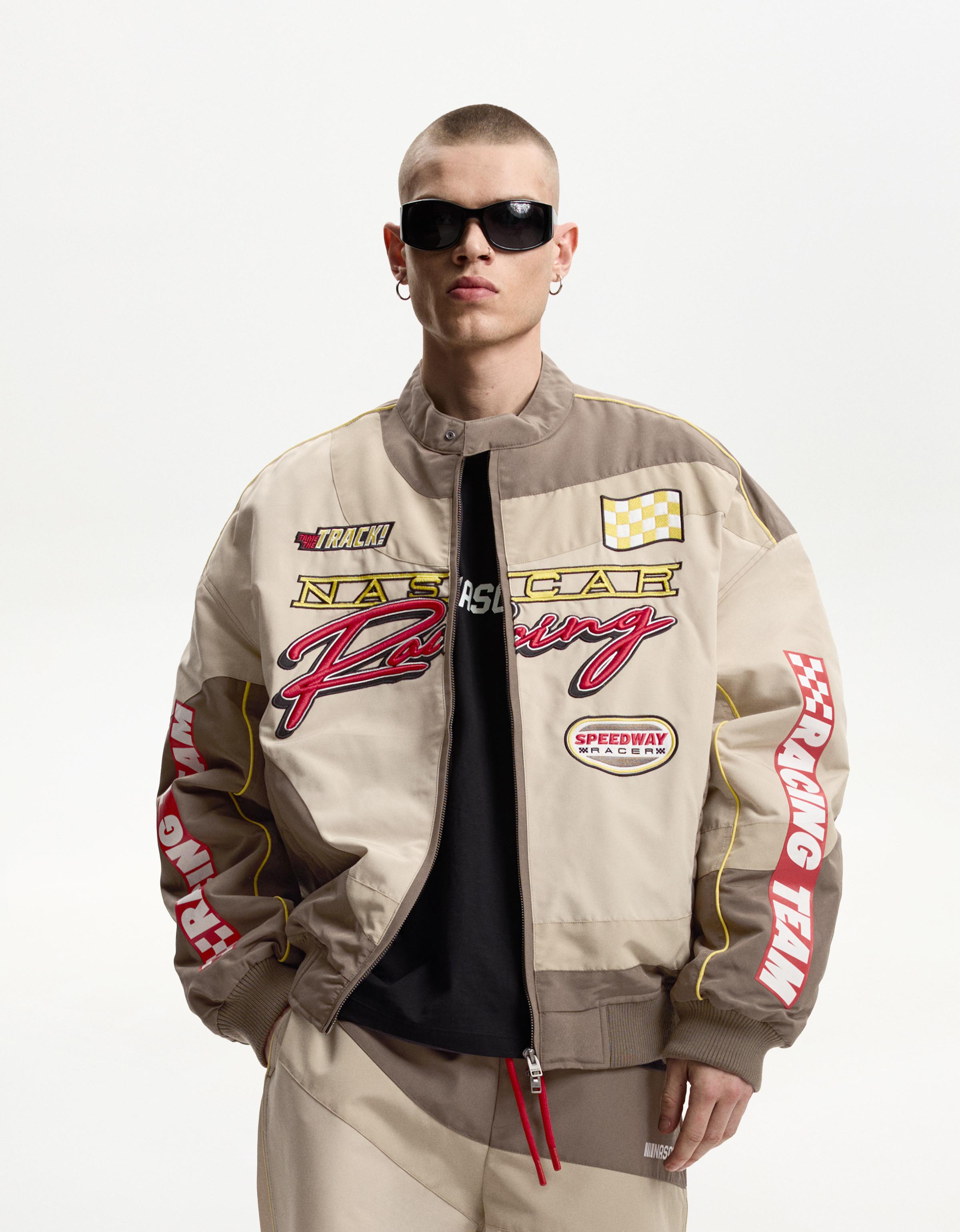 Bershka Jacke Nascar Mit Patches Herren M Braun