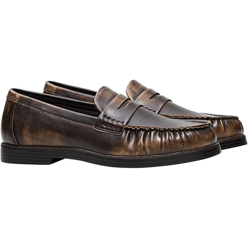 BRUSHED LOAFERS — Brown
