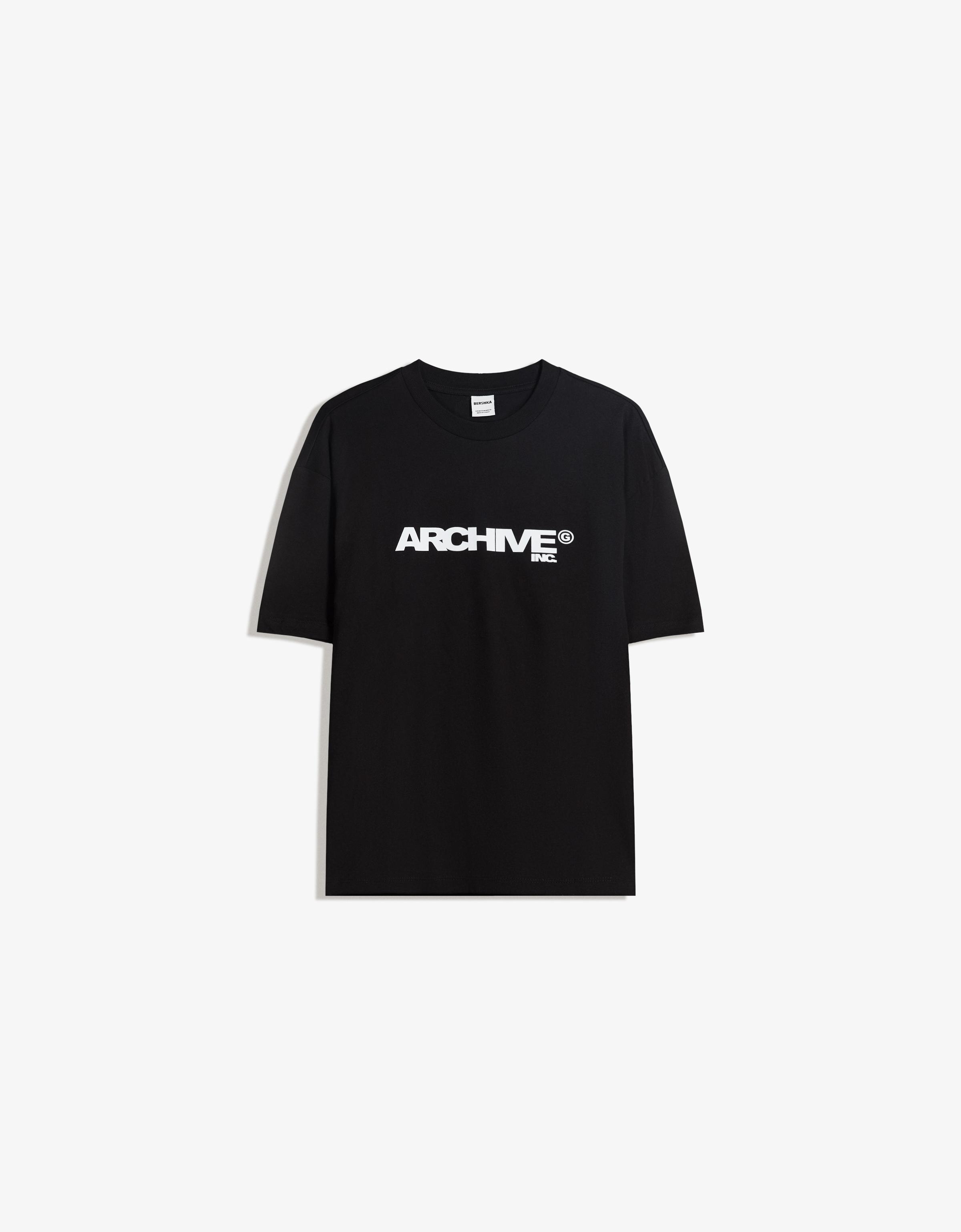 Bershka T-Shirt Mit Kurzen Ärmeln Und Print Herren Xs Schwarz