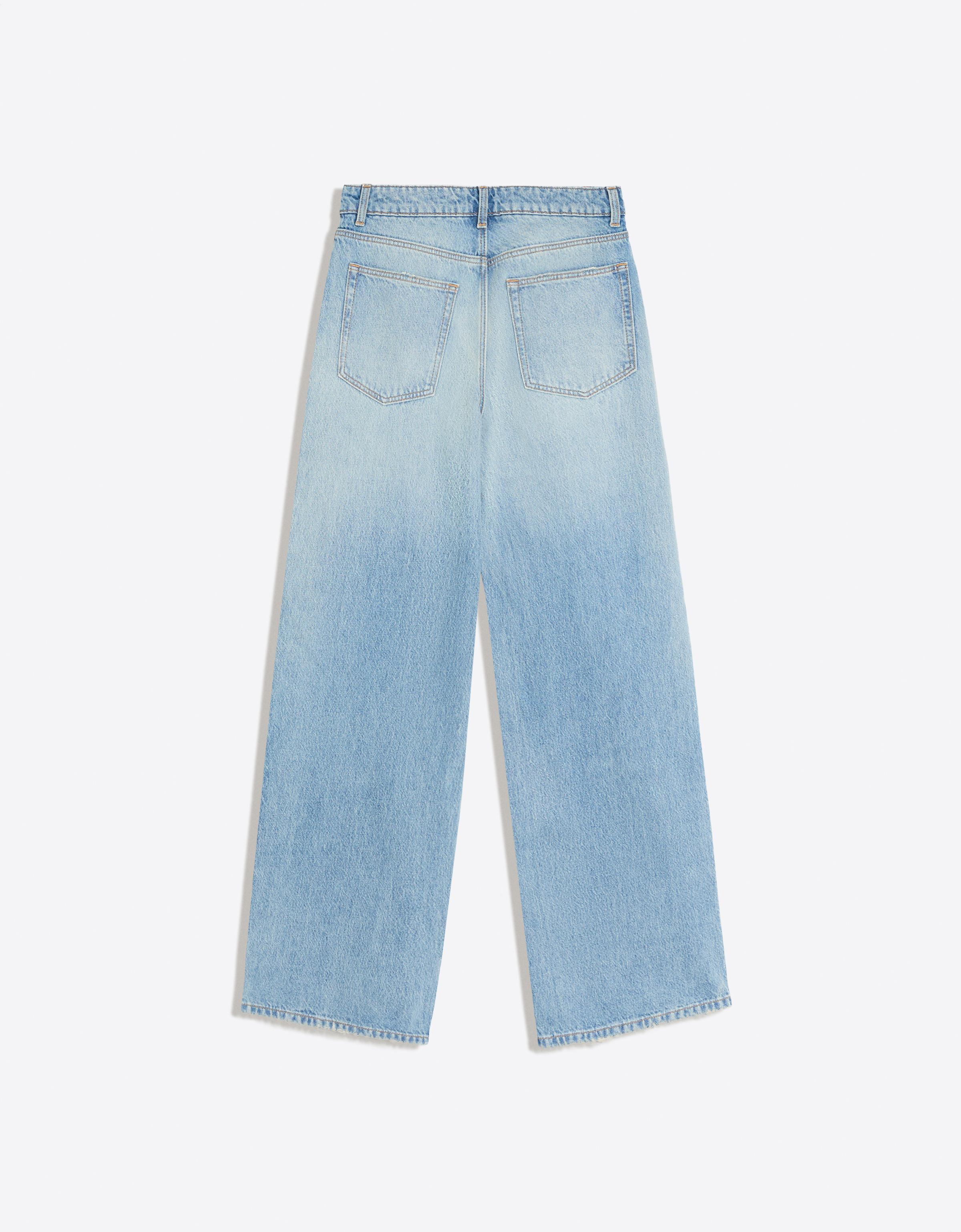 Vintage wash wide-leg high-waist jeans — Light blue