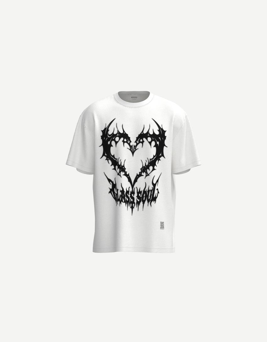 Short sleeve T-shirt with print-White-4