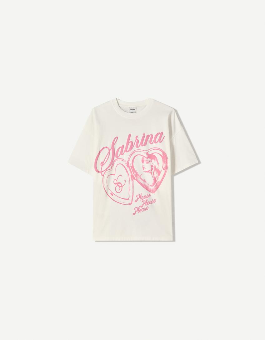 Camiseta Sabrina Carpenter manga corta-Blanco-4
