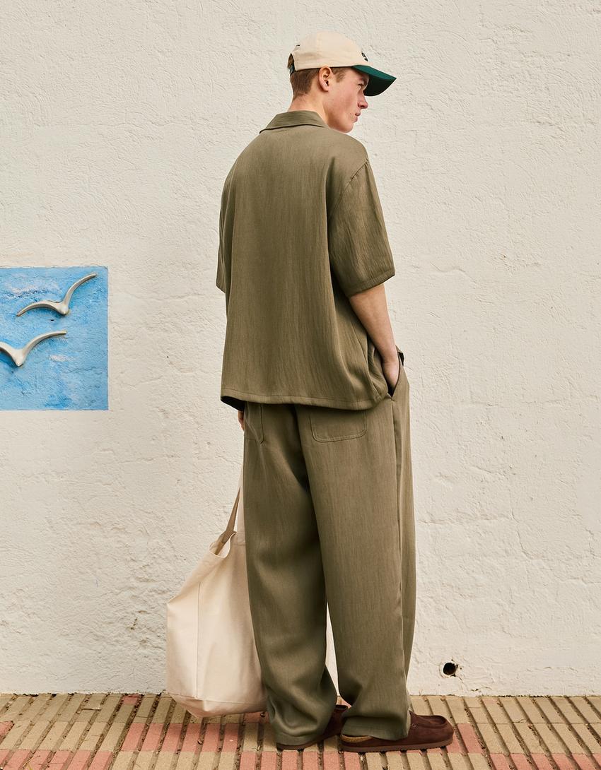 Rustic baggy trousers-Khaki