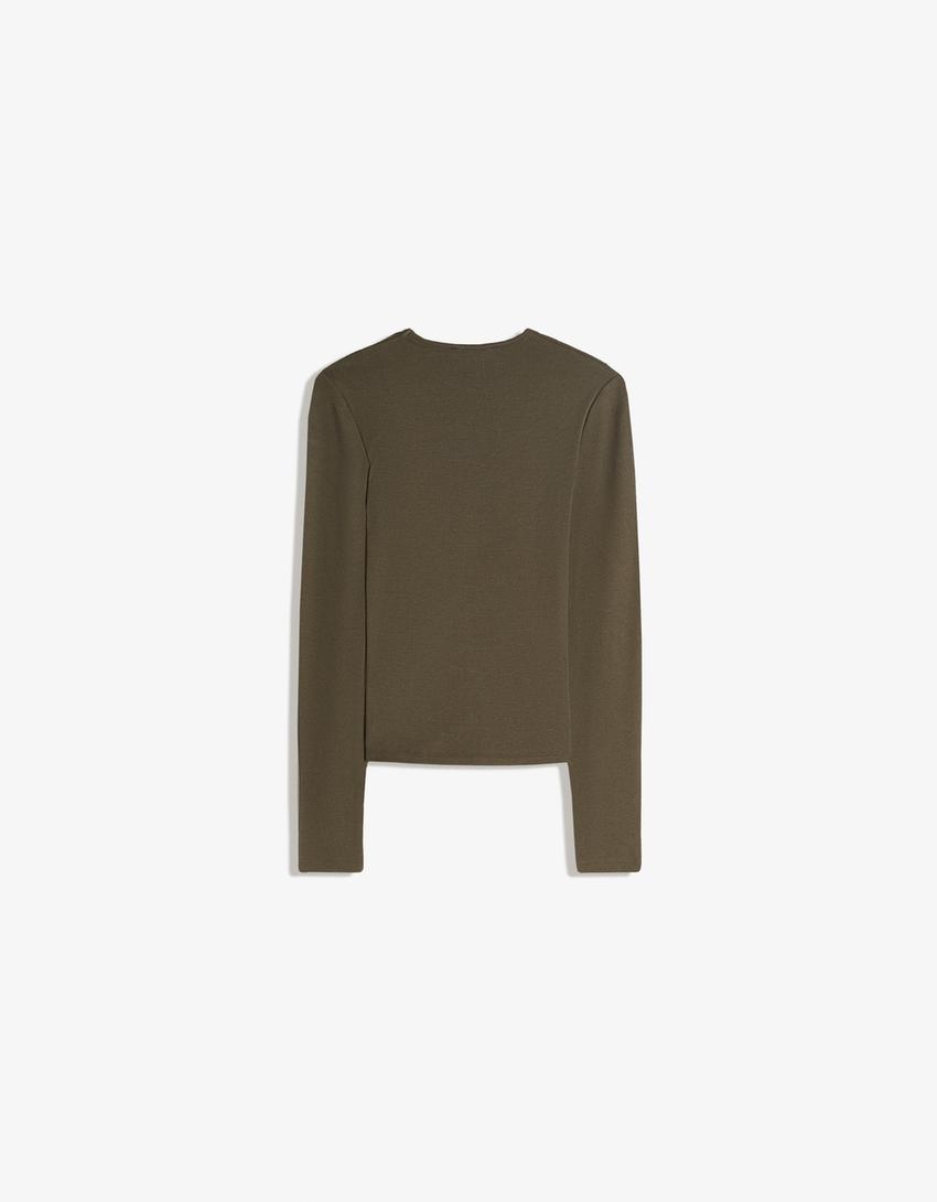 Pikkade varrukatega topp-Khaki