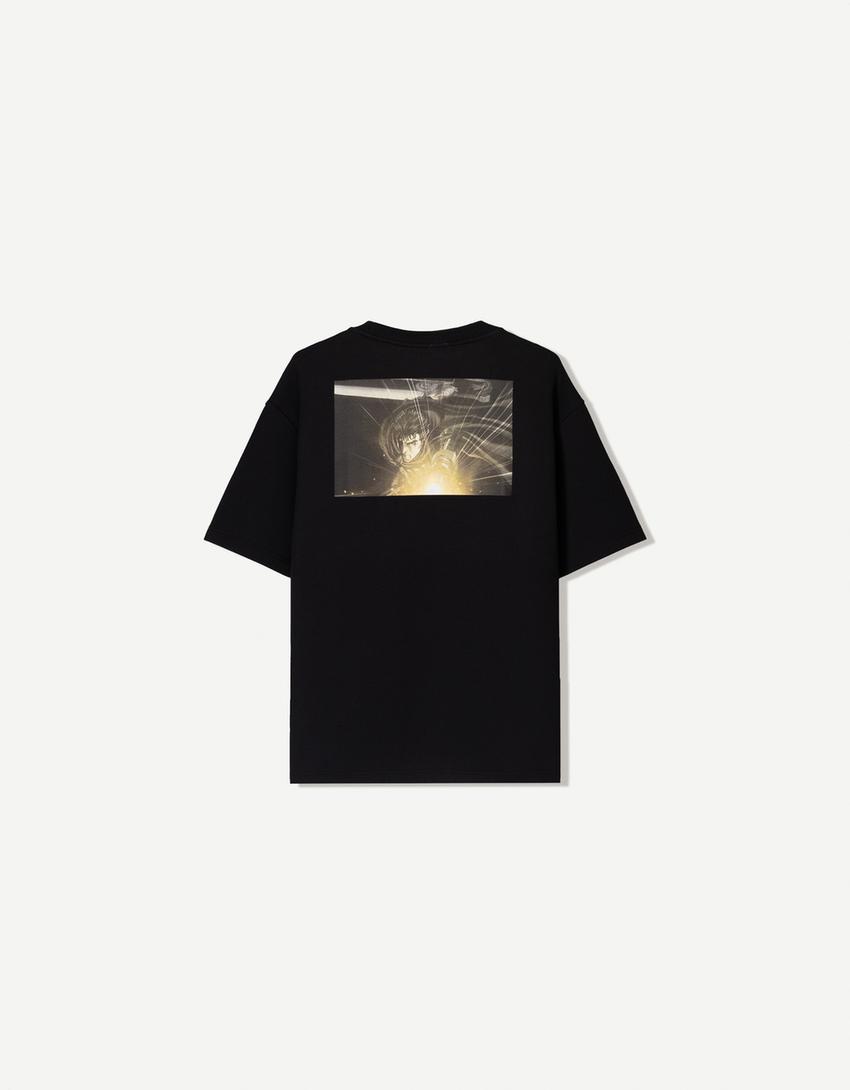 T-shirt Berserk manches courtes molleton imprimé-Noir