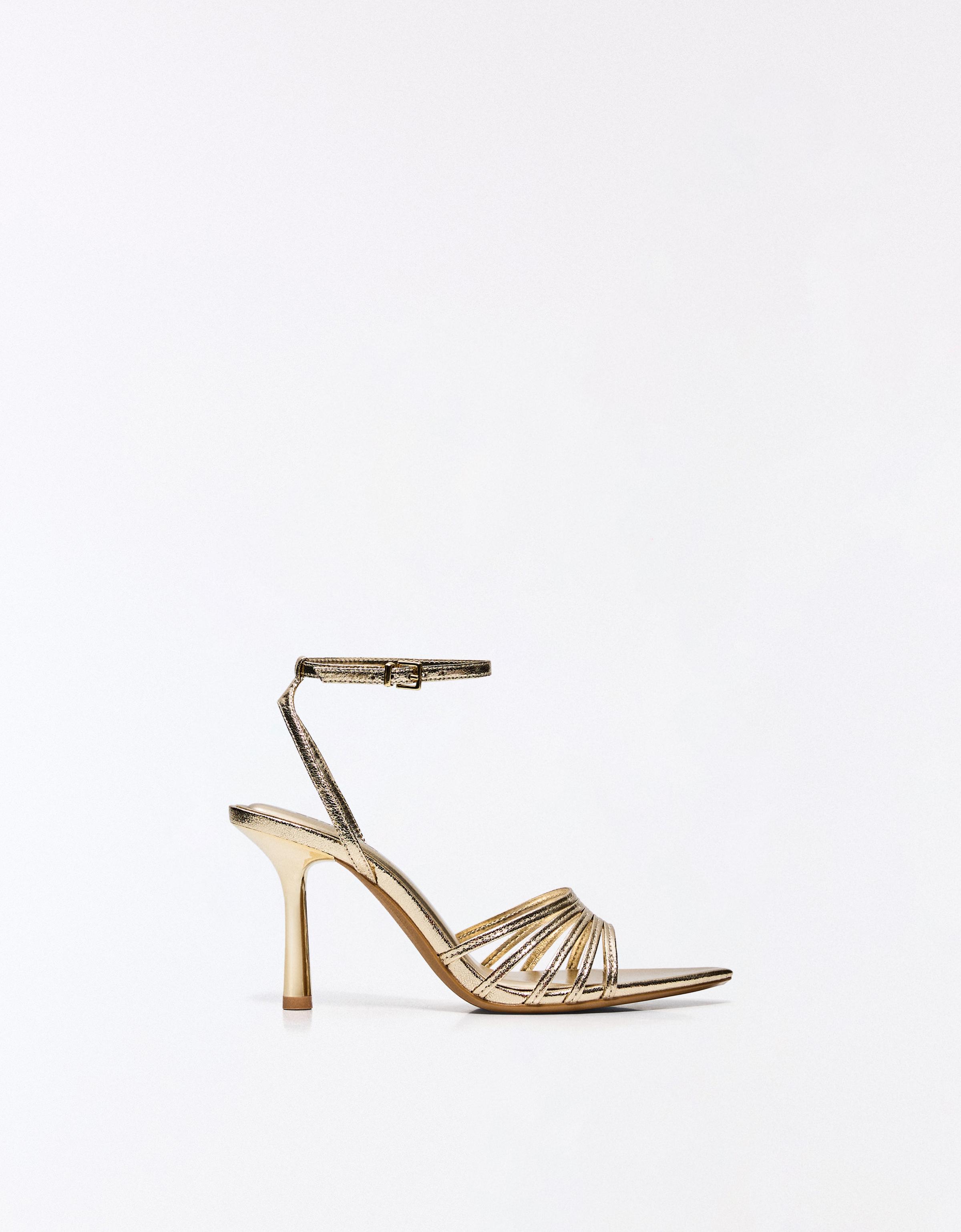 Multi-strap heeled sandals — Gold