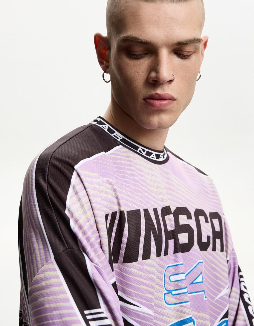 Camiseta Nascar manga larga print-Negro-3