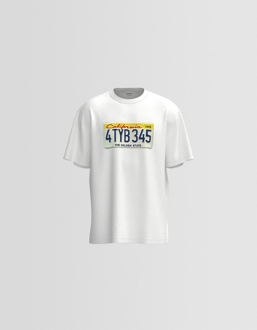 T-Shirt mit Print und kurzen Ärmeln-Weiss-3