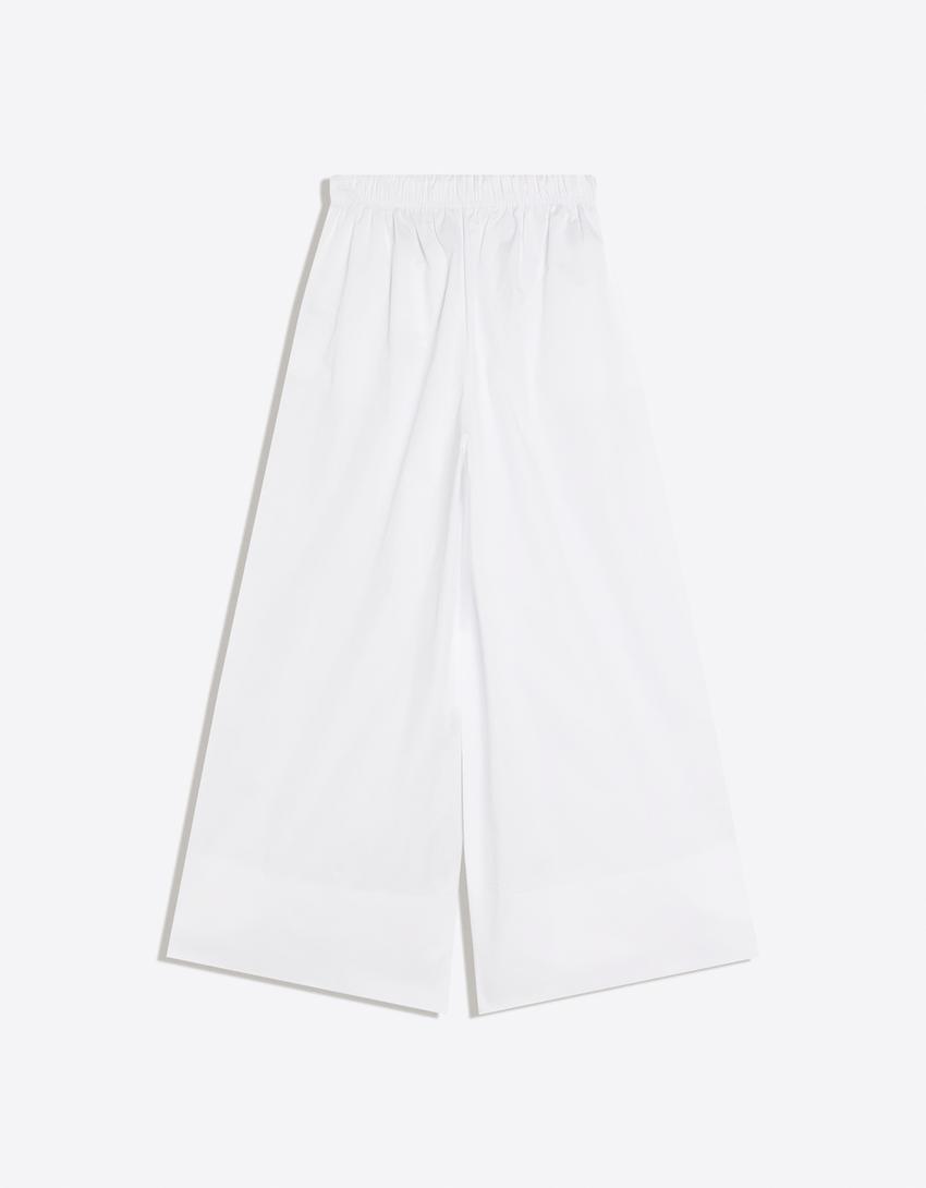 Poplin culotte trousers-White