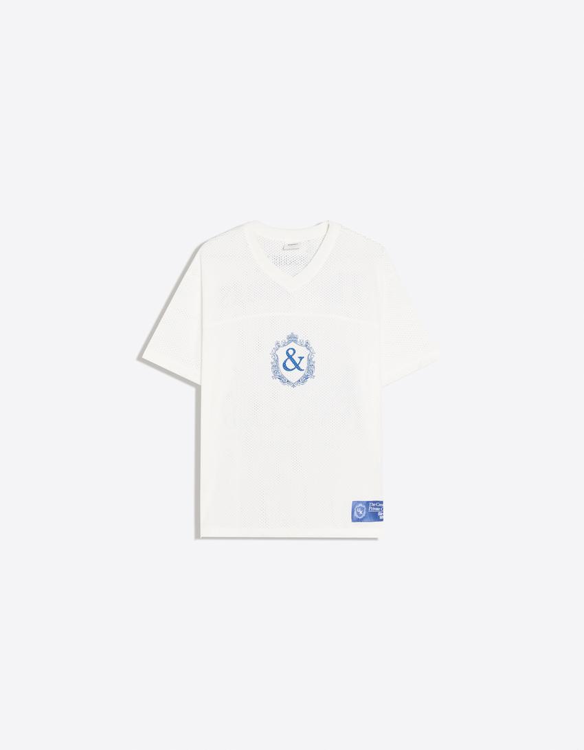 Camiseta manga corta técnica print-Blanco