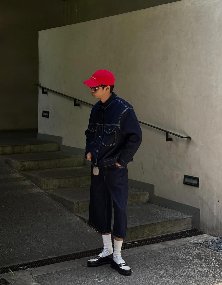 Szuper baggy farmerbermuda-Tengerészkék-2