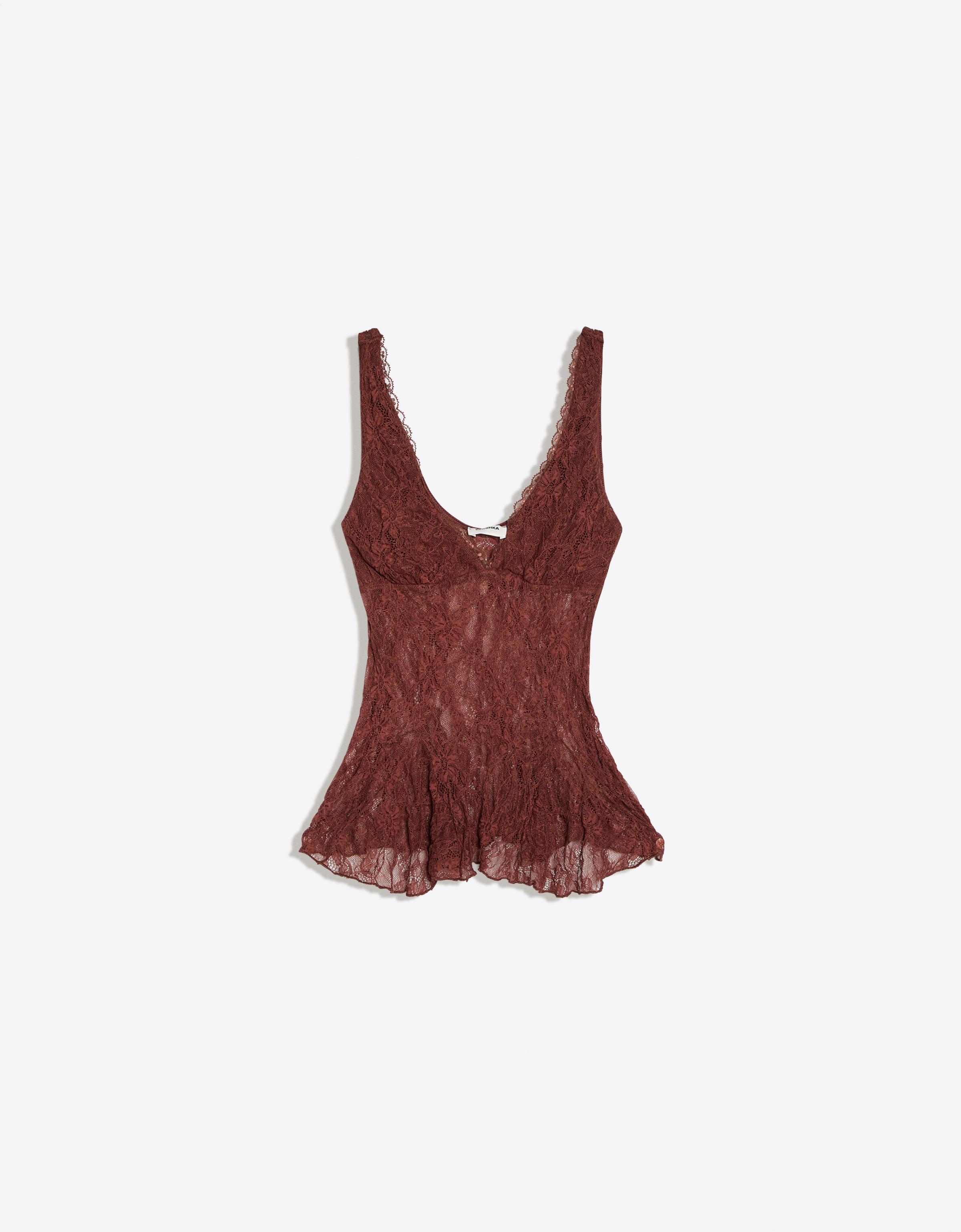 Lace camisole — Brown