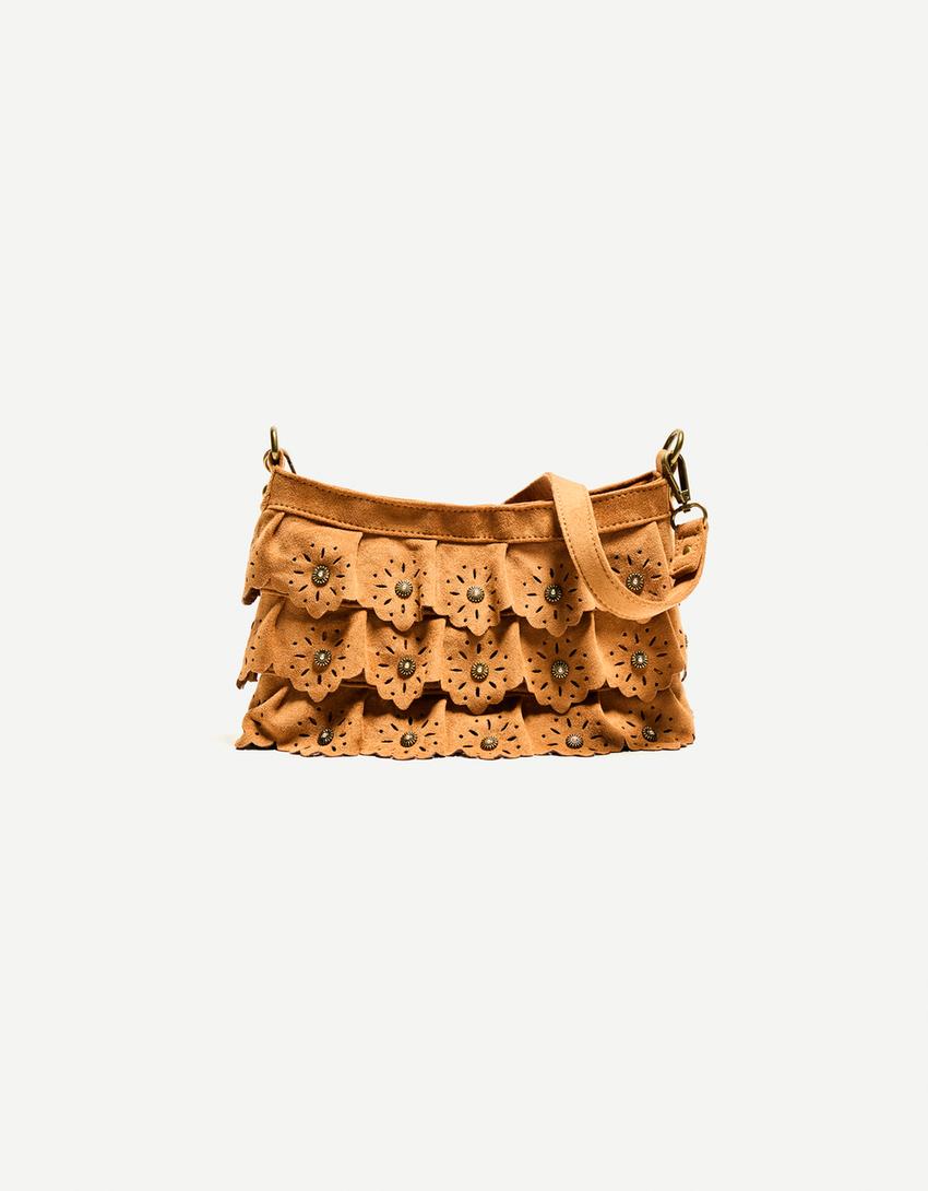 Sac suédine franges-Camel-2