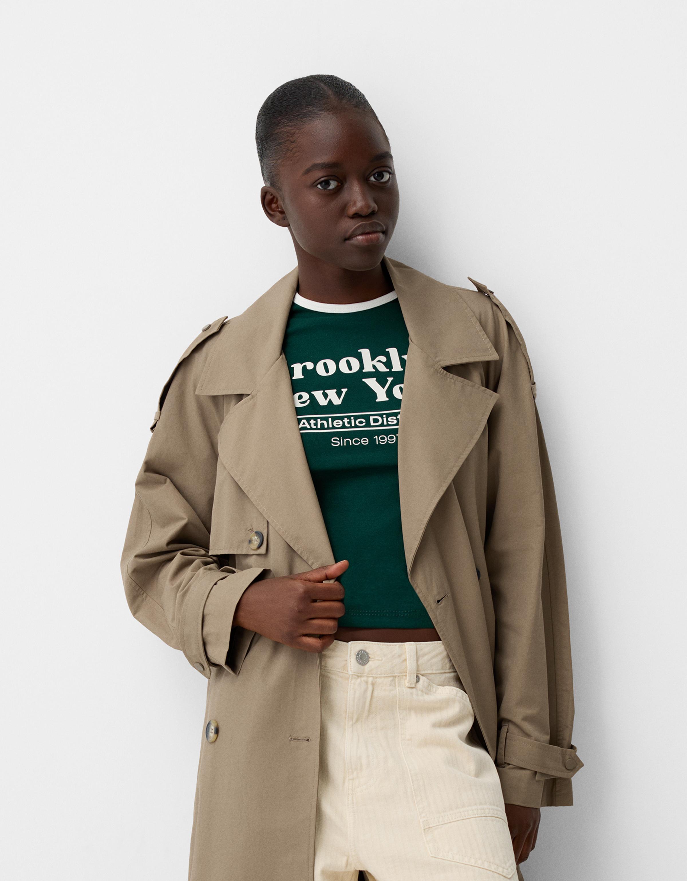 Bershka Oversize-Trenchcoat Damen Xs Nerzfarbe