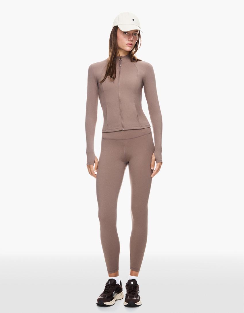 Quick dry & breathable zip-up sweatshirt-Camel