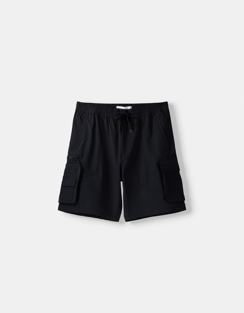 Calções bermuda multicargo técnicos-Preto-4
