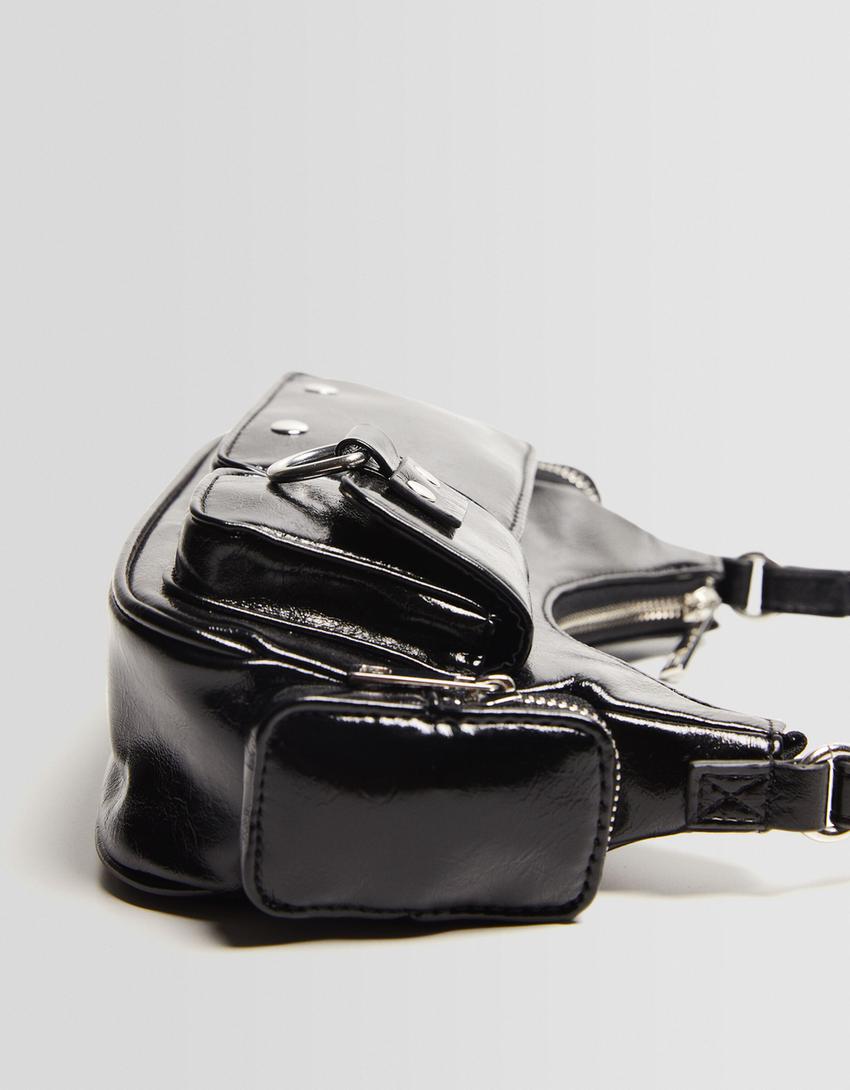Multi-pocket shoulder bag-Black-2