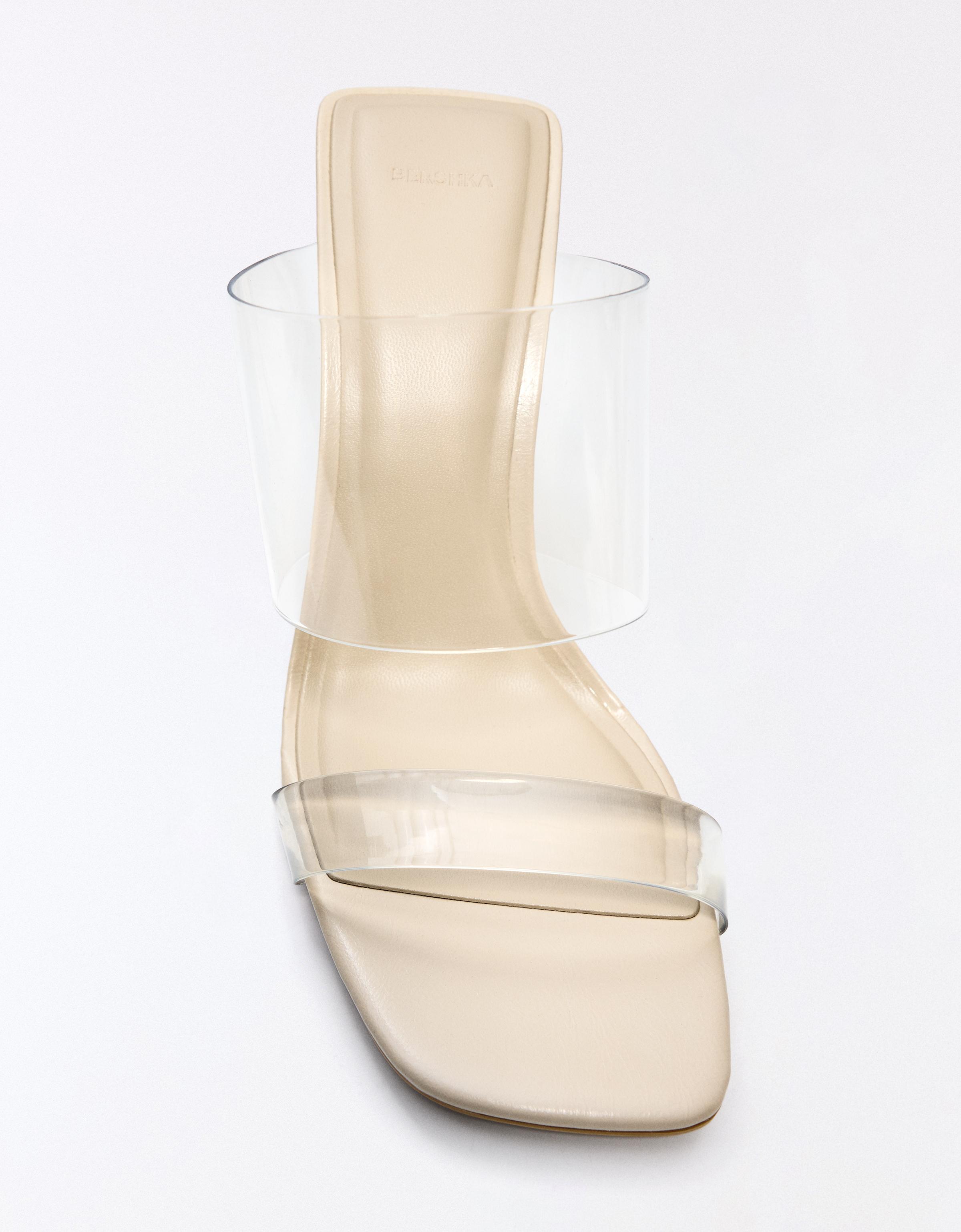 Vinyl heeled sandals — Sheer