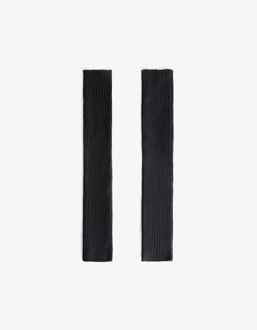 Ribbed leg warmers-Black