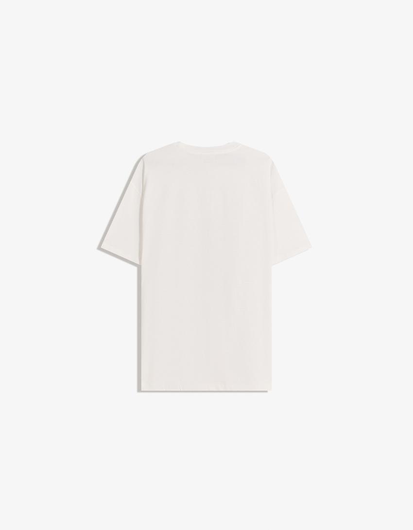 T-shirt Lady Gaga manches courtes imprimé-Blanc cassé