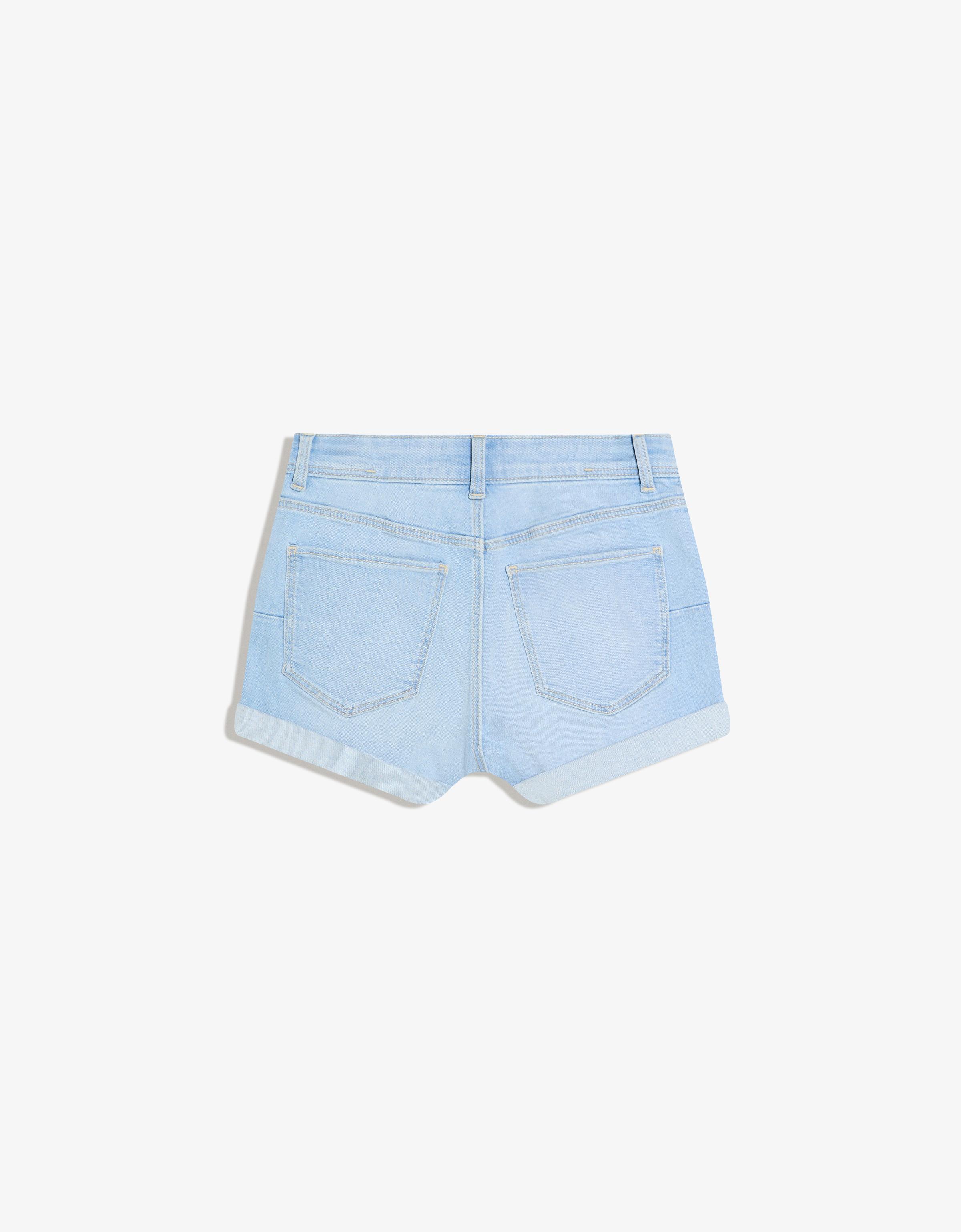 Roll-up denim shorts