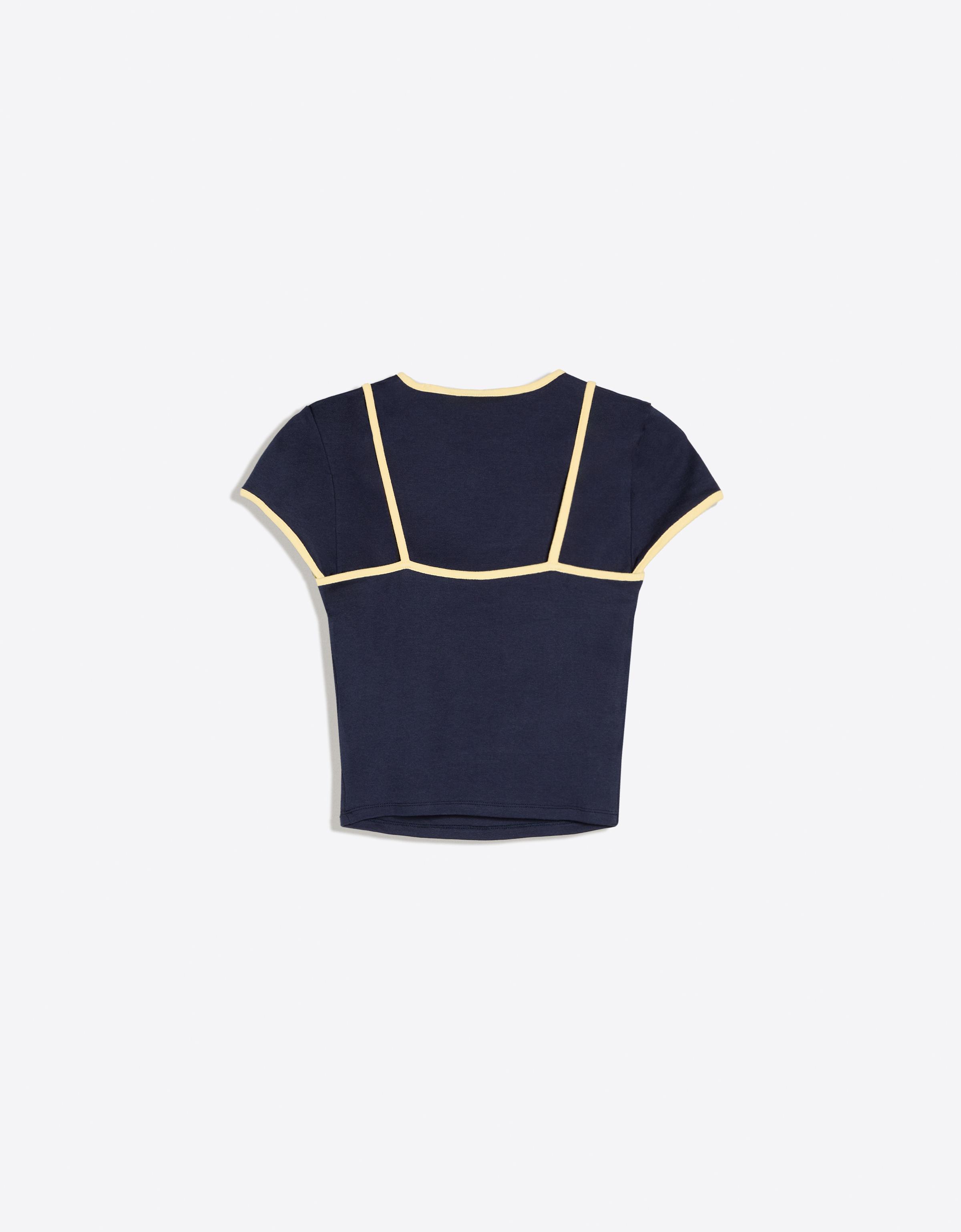Double short sleeve T-shirt with contrast print — Navy