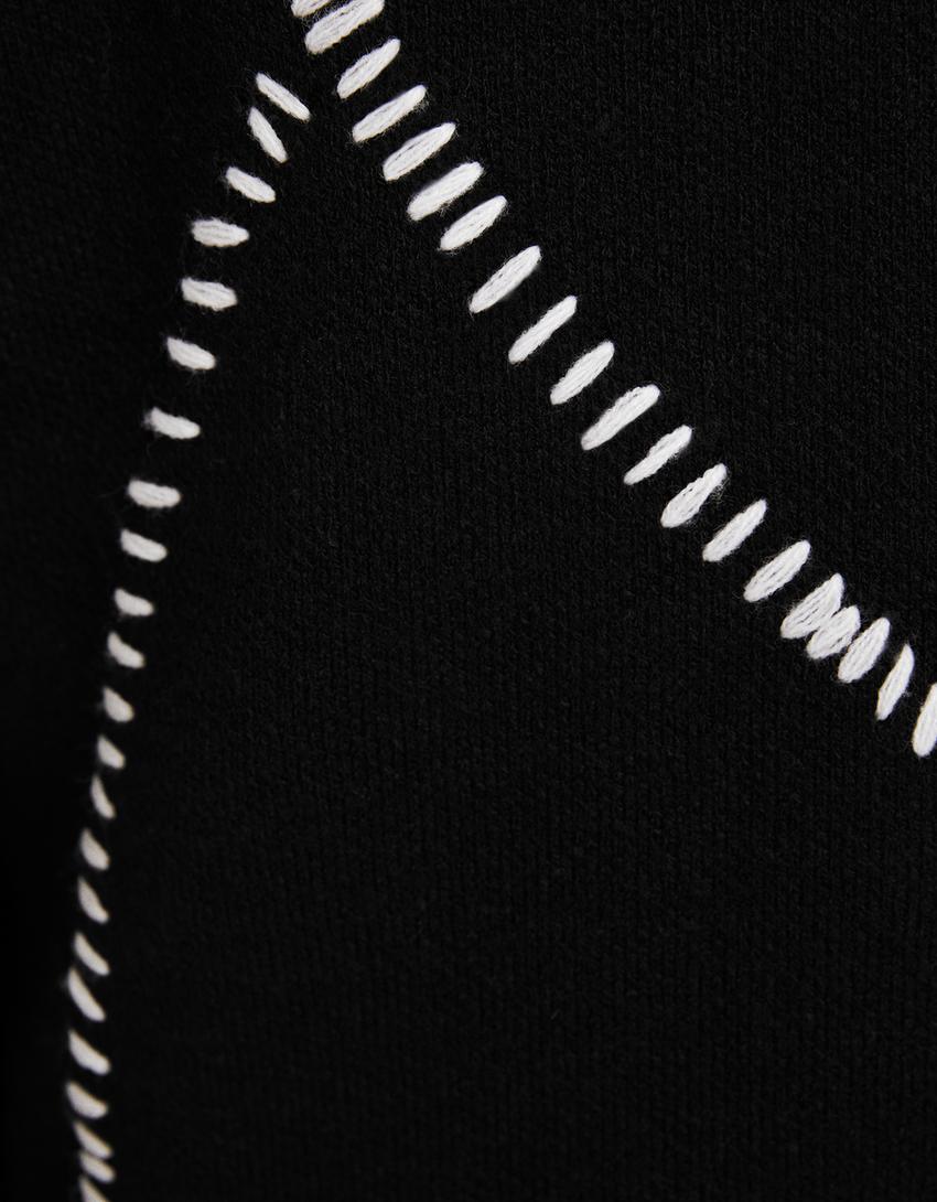 سويتر بخيط متباين-أسود-5