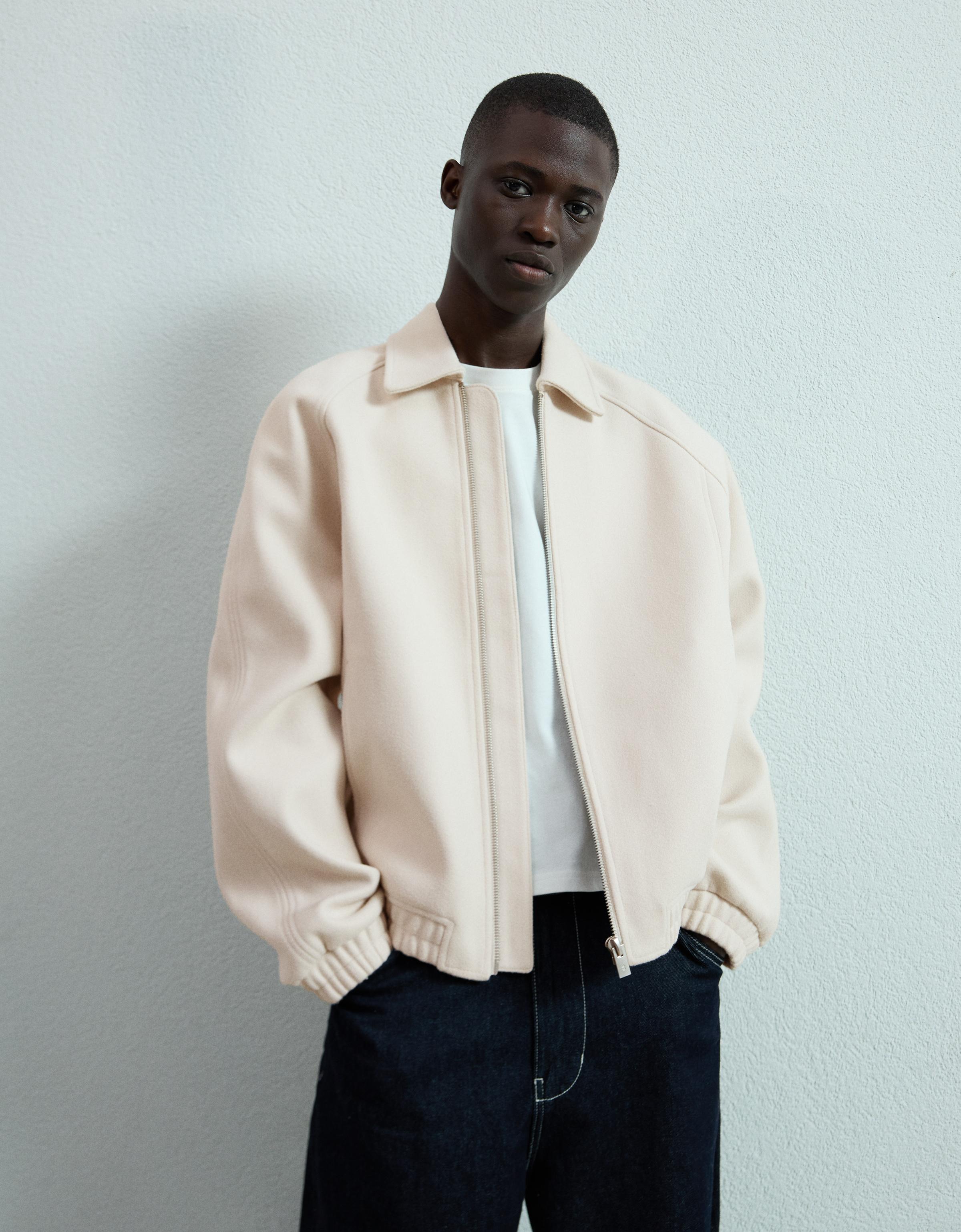 Bershka Truckerjacke Aus Stoff Herren Xl Steinfarbe